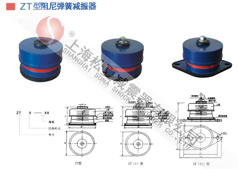 ZT型阻尼彈簧<a href='/' target='_blank'><u>減震器</u></a>型號參數(shù)表